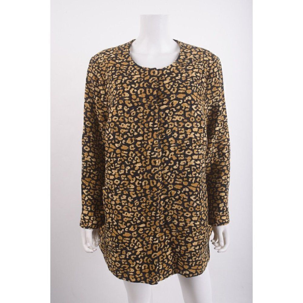 Who What Wear Womens Blazer Jacket 2X Plus Size Black Brown Animal Print